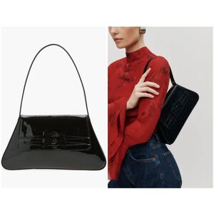 Reformation Women's Black Patent Leather Noreen Shoulder Bag